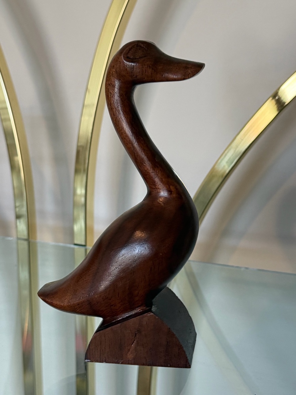 Midcentury Swan Goose Duck Wooden Figure Vintage Signed